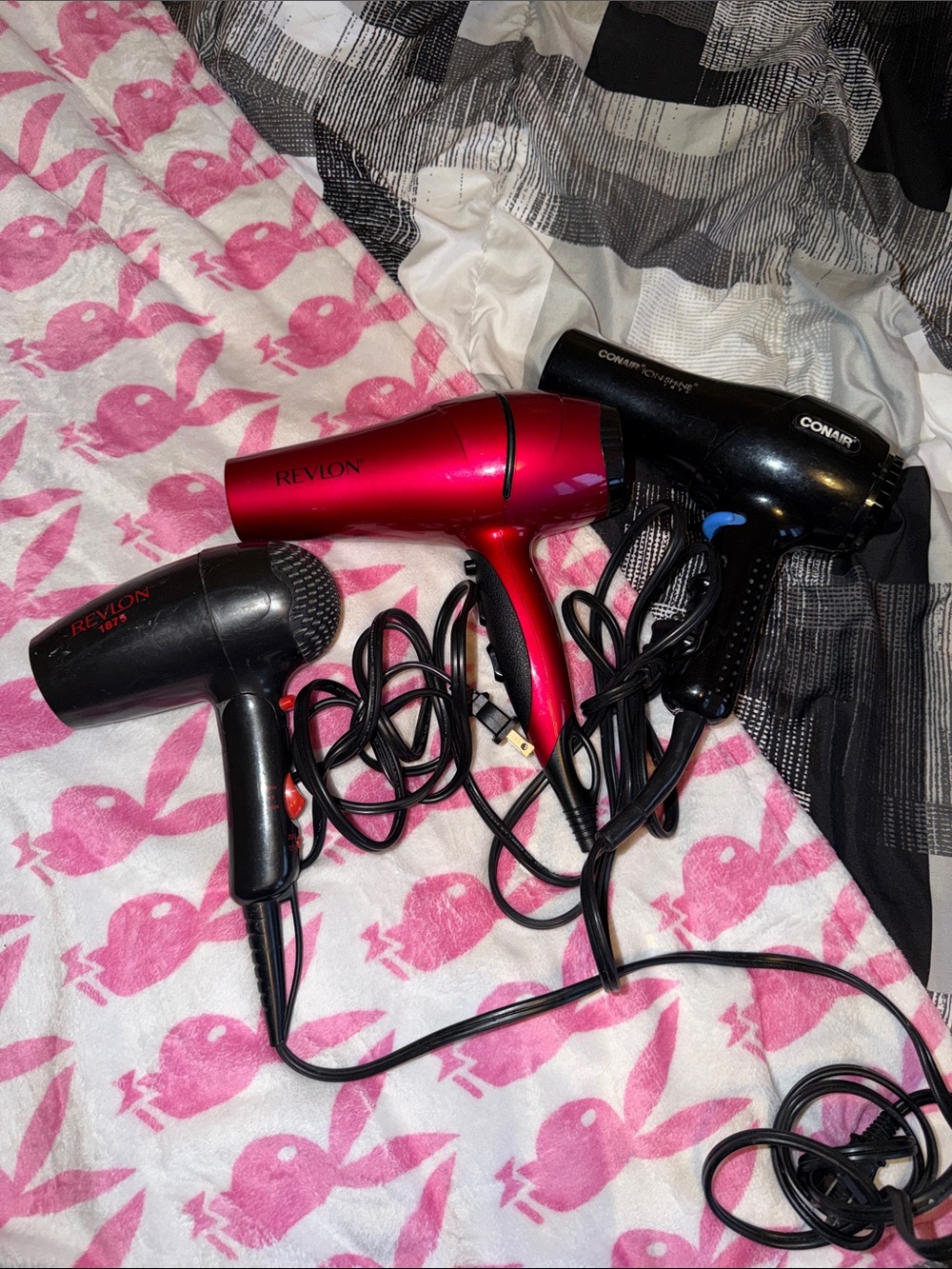 3 Revlon Pink Travel Hair Dryer set- Compact Lightweight Styling